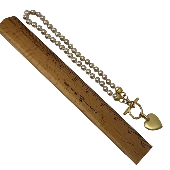 Gold and Crystal Beaded Necklace with Heart Locket Pendant - Picture 4 of 5